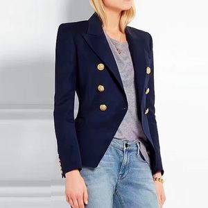 double breasted gold button blazer